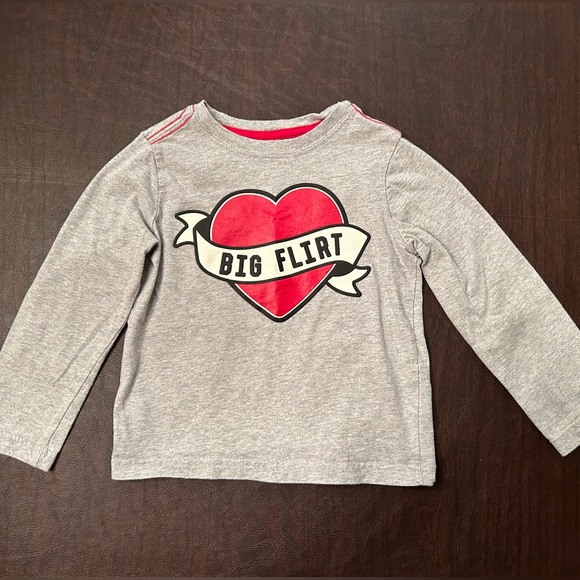 Crazy 8 Boys Size 3T Gray “Big Flirt” Graphic Long Sleeve Tee Shirt - Picture 1 of 4